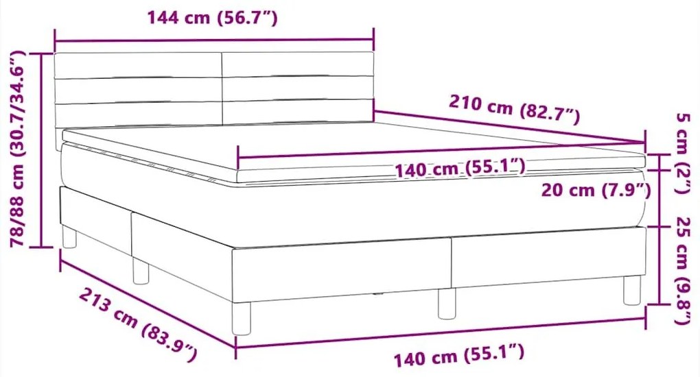 Κρεβάτι Boxspring με Στρώμα Σκούρο Μπλε 140x210 εκ. Βελούδινο - Μπλε