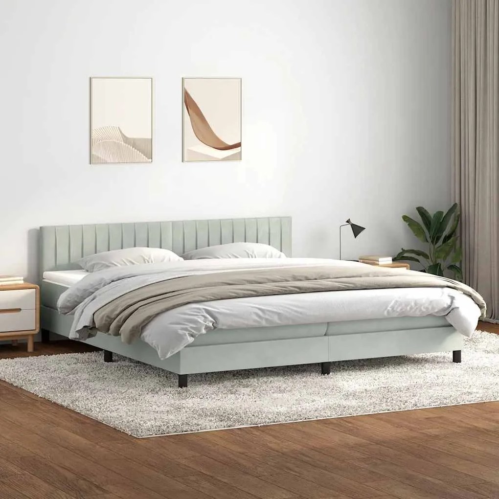 BOX SPRING ΚΡΕΒΑΤΙ ΜΕ ΣΤΡΩΜΑ ΑΝΟΙΧΤΟ ΓΚΡΙ 200X220 ΕΚ. ΒΕΛΟΥΔΙΝΟ 3316467