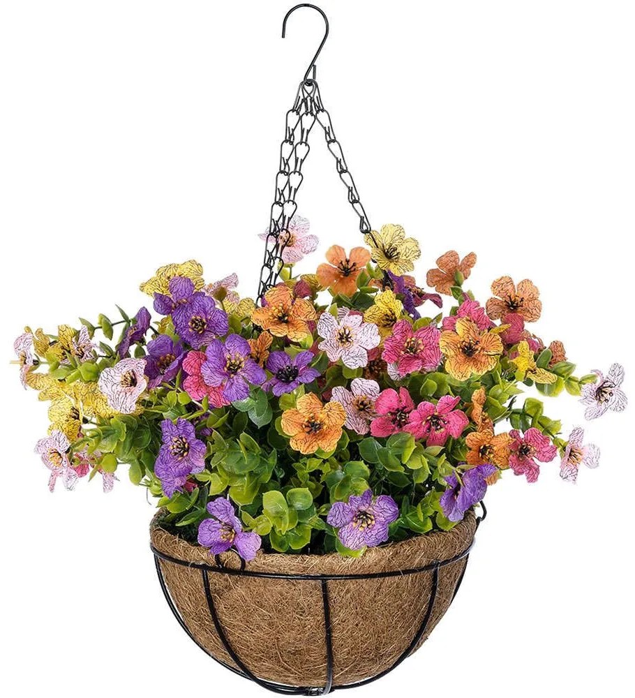 Τεχνητό Κρεμαστό Φυτό Gerbera 20635 Φ45x55cm Multi GloboStar Coconut,Ύφασμα