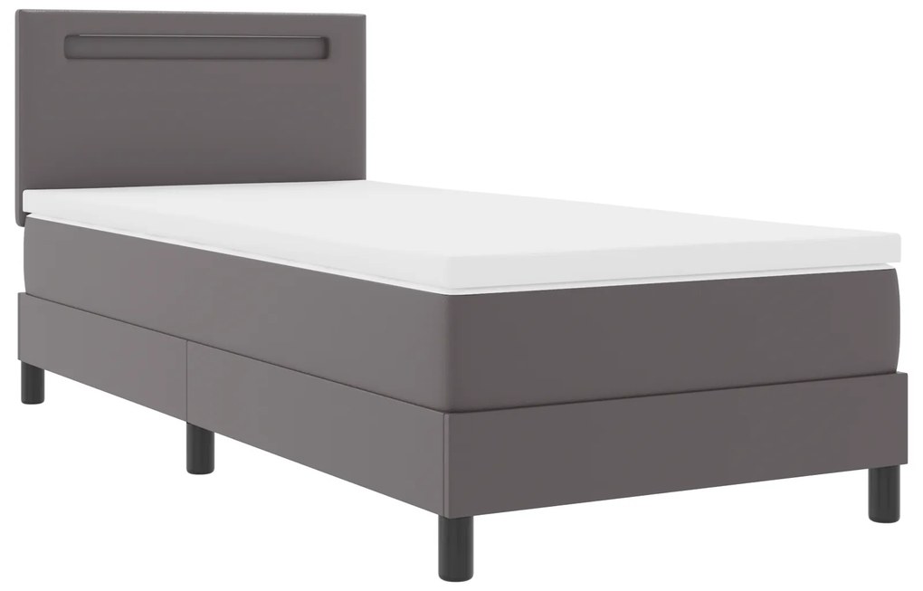 vidaXL Κρεβάτι Box Spring με Στρώμα Γκρι, 100 x 200 εκ, Συνθετική Δέρμα