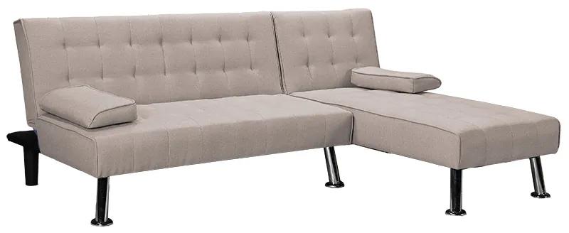 035-000070 Γωνιακός καναπές-κρεβάτι αριστερή γωνία Brisk pakoworld καφέ-γκρι ύφασμα 200x146x75εκ FABRIC BROWN - GREY, 1 Τεμάχιο