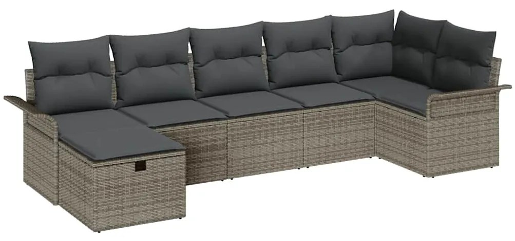 vidaXL Σετ Καναπέ Κήπου 7 pcs Γκρι 297.5 x 132.5 x 85 εκ. Πολυ ράταν