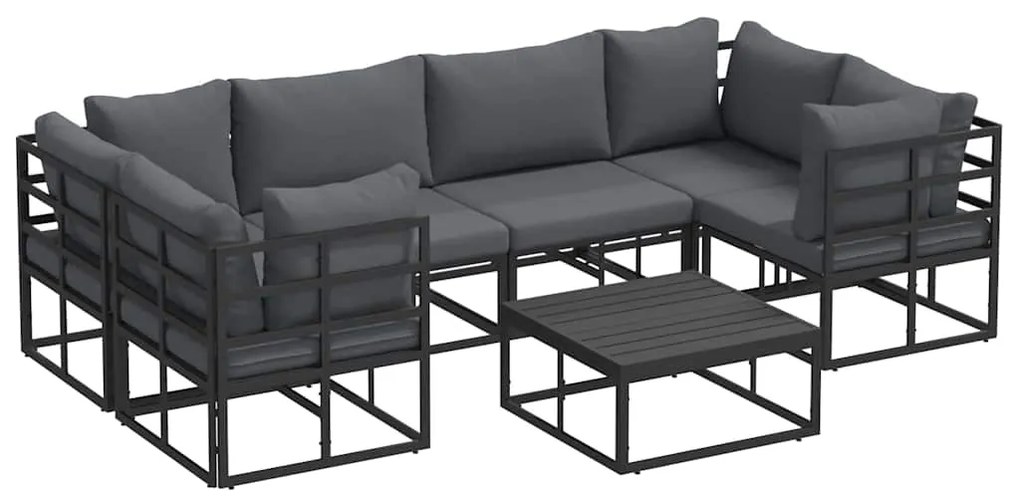 vidaXL Σετ Καναπέ Κήπου 7 pcs Μαύρο Αλουμίνιο