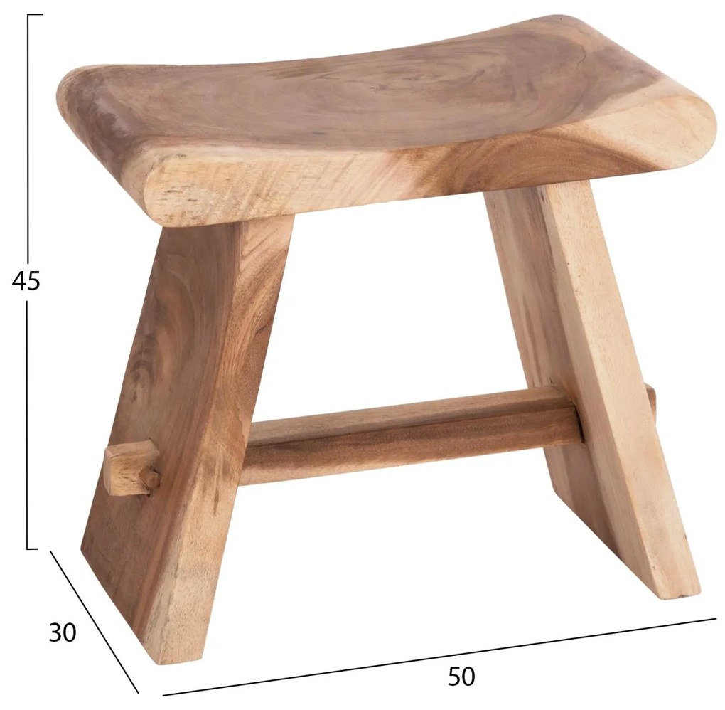 Σκαμπό Βοηθητικό SADEL Ξύλο Suar Φυσικό 50x30x45Υ εκ. 50x30x45 εκ.