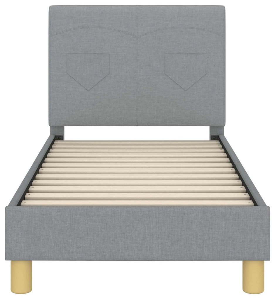 vidaXL Κρεβατική βάση για παιδιά με προσκέφαλο Ανοιχτό γκρι ύφασμα