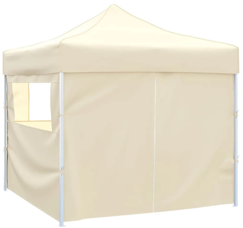 vidaXL Τέντα Πτυσσόμενη με 4 Πλευρικά Τοιχώματα Κρεμ 3 x 3 μ.