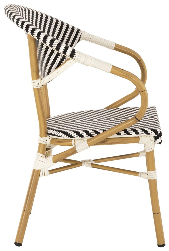 Πολυθρόνα Bamboo Look Μαύρο-Λευκό 57x55x82 Εκ.