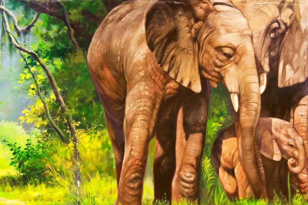 Εικόνα οικογένειας ελεφάντων - 60x40
