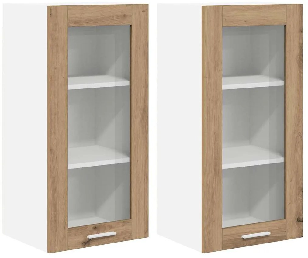 vidaXL Κρεμαστό ντουλάπι με πόρτα 2 pcs Artisan Oak 40 x 31 x 80 εκ.