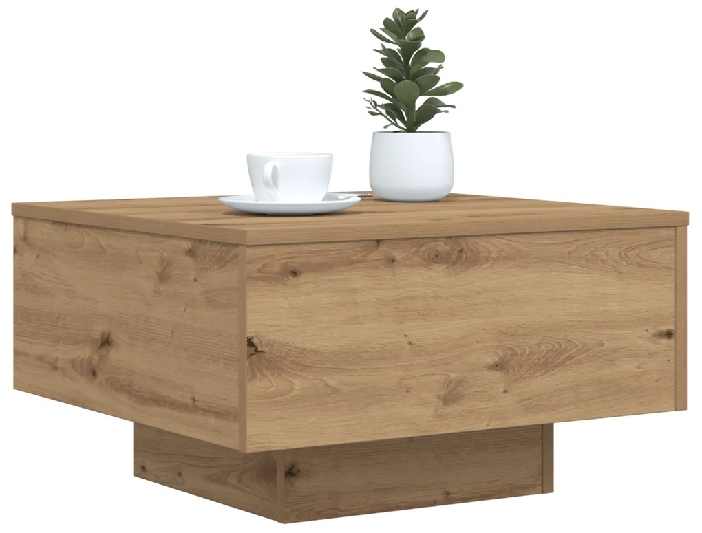 vidaXL Τραπέζι Καφέ με LED Φώτα Artisan Oak 55x55x31 εκ