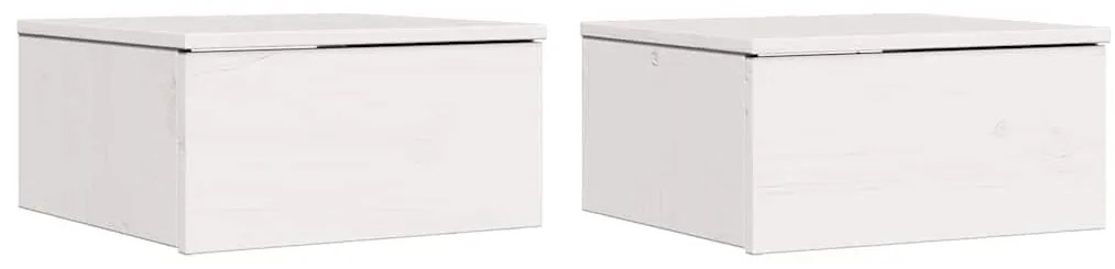 vidaXL Κομοδίνο 2 pcs Λευκό 37 x 35 x 18.5 εκ Μασίφ ξύλο πεύκου