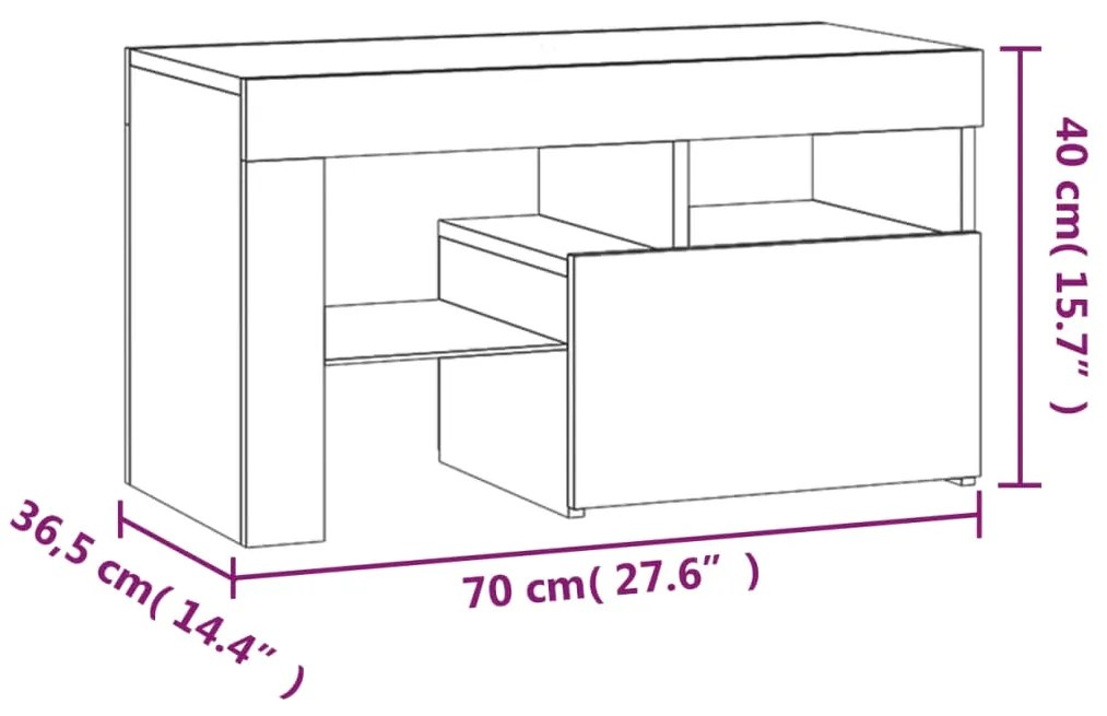 ΚΟΜΟΔΙΝΑ 2 ΤΕΜ. ΜΕ LED ΜΑΥΡΟ 70 X 36,5 X 40 ΕΚ. 3152771