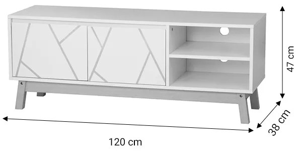 Έπιπλο Τηλεόρασης Aria pakoworld λευκό-φυσικό 120x38x47 εκ