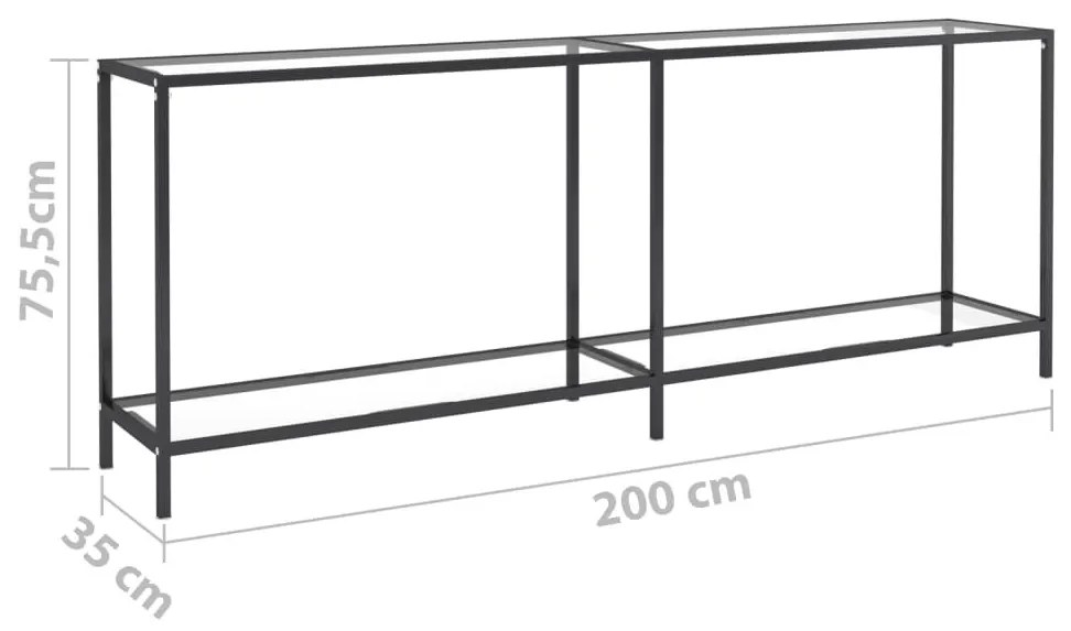 Τραπέζι Κονσόλα Διαφανές 200 x 35 x 75,5 εκ. από Ψημένο Γυαλί - Διαφανές