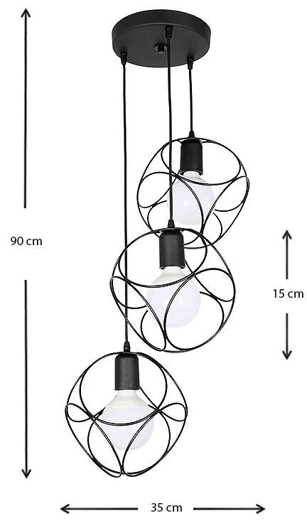 Φωτιστικό οροφής Helene Megapap μεταλλικό τρίφωτο χρώμα μαύρο 35x35x90εκ.