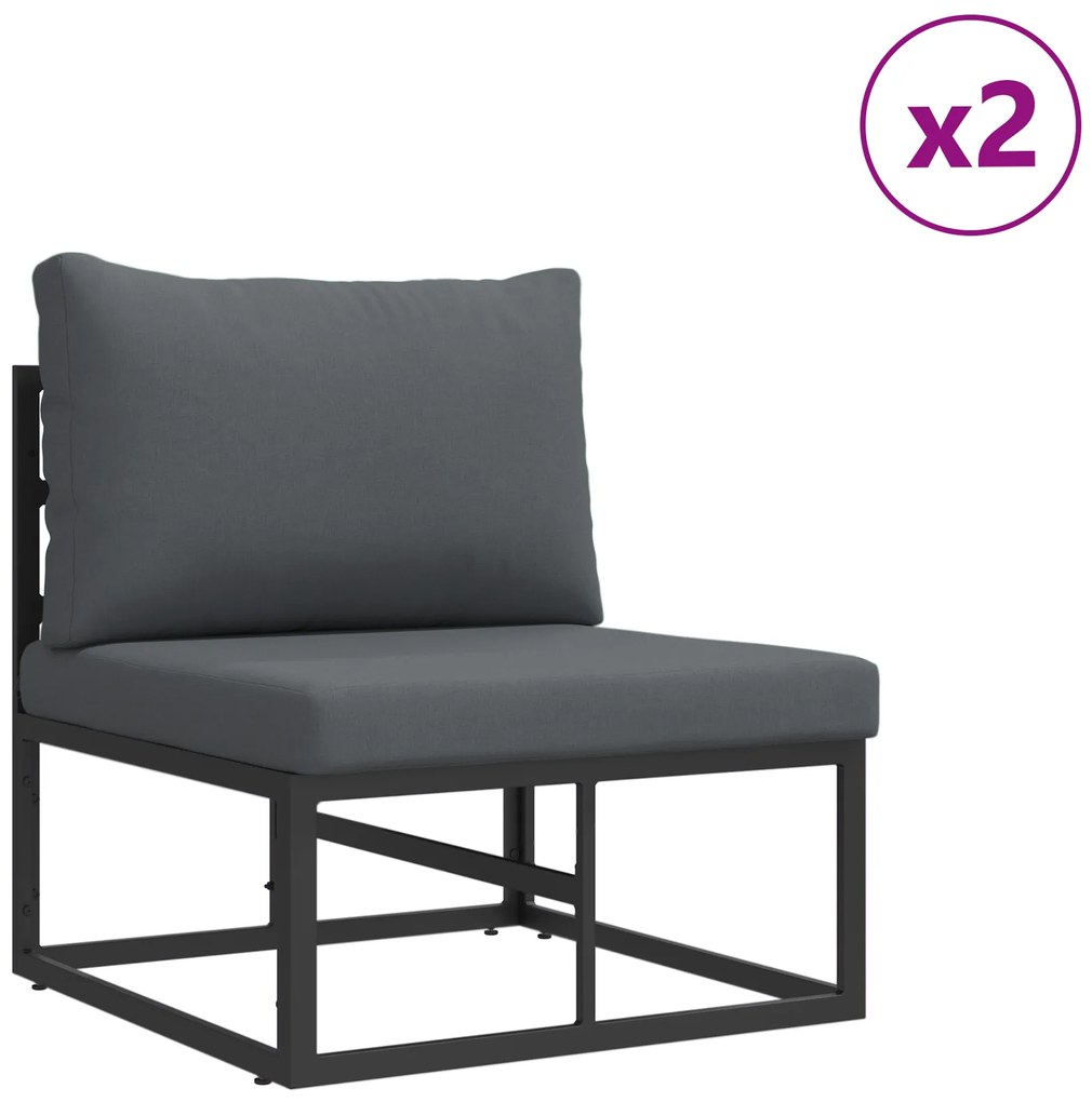 vidaXL Σετ Καναπέ Κήπου 7 pcs Μαύρο Αλουμίνιο