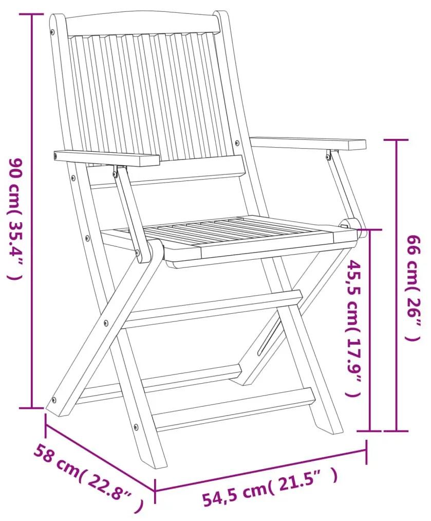 Καρέκλες Κήπου Πτυσσόμενες 2 τεμ 58x54,5x90 εκ. Μασίφ Ακακία - Καφέ