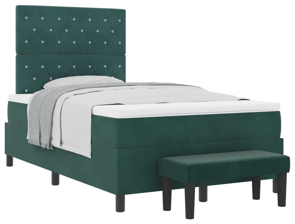 vidaXL Κρεβάτι με ελατήρια Σκούρο πράσινο 120 x 190 cm Βελούδο
