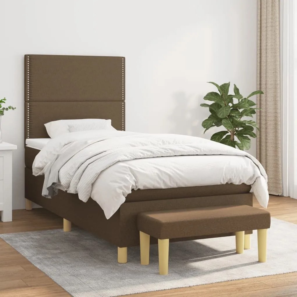 ΚΡΕΒΑΤΙ BOXSPRING ΜΕ ΣΤΡΩΜΑ ΣΚΟΥΡΟ ΚΑΦΕ 90X190 ΕΚ. ΥΦΑΣΜΑΤΙΝΟ 3137040