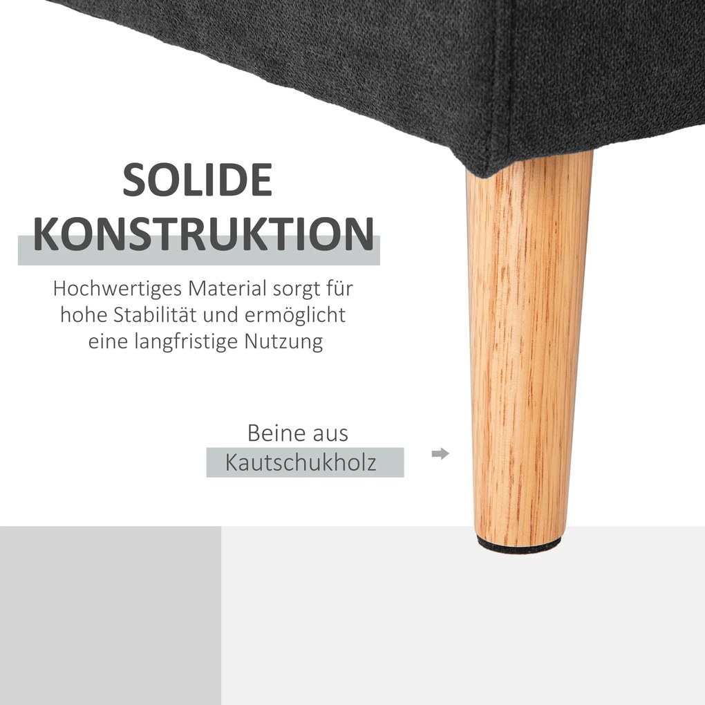 HOMCOM Καναπές τριών θέσεων, γωνιακός καναπές, με chaise longue, καπιτονέ κουμπιά, 193x136x85 cm, Μαύρο