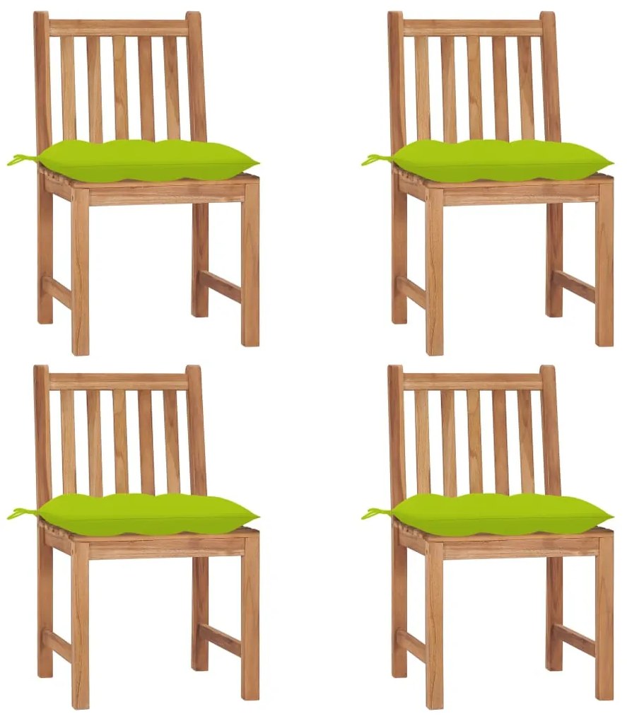 vidaXL Καρέκλες Κήπου 4 τεμ. από Μασίφ Ξύλο Teak με Μαξιλάρια
