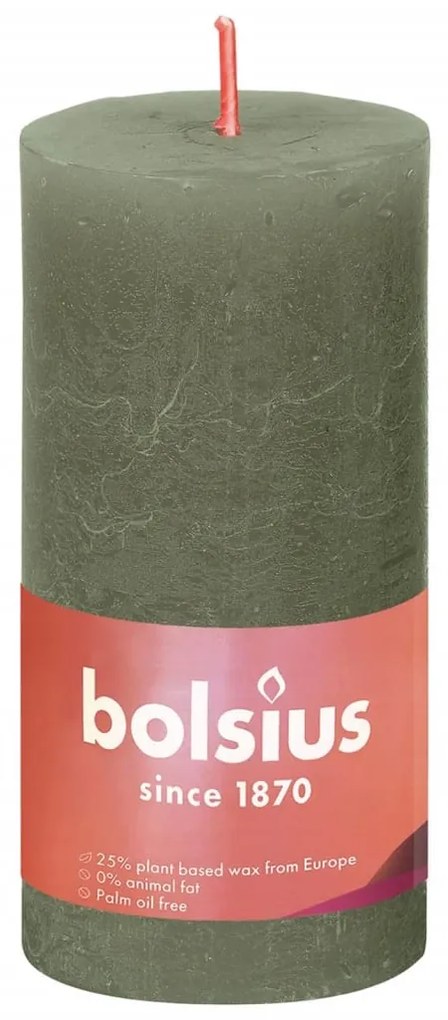 Bolsius Κεριά Κύλινδρος Ρουστίκ Shine 8 τεμ. Φρέσκο Λαδί 100 x 50 χιλ.