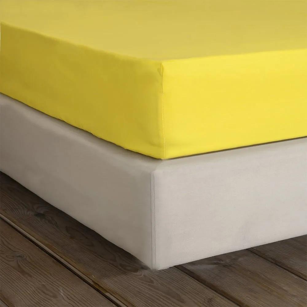 Σεντόνι Unicolors Με Λάστιχο Yellow Nima Μονό 100x232cm 100% Βαμβάκι