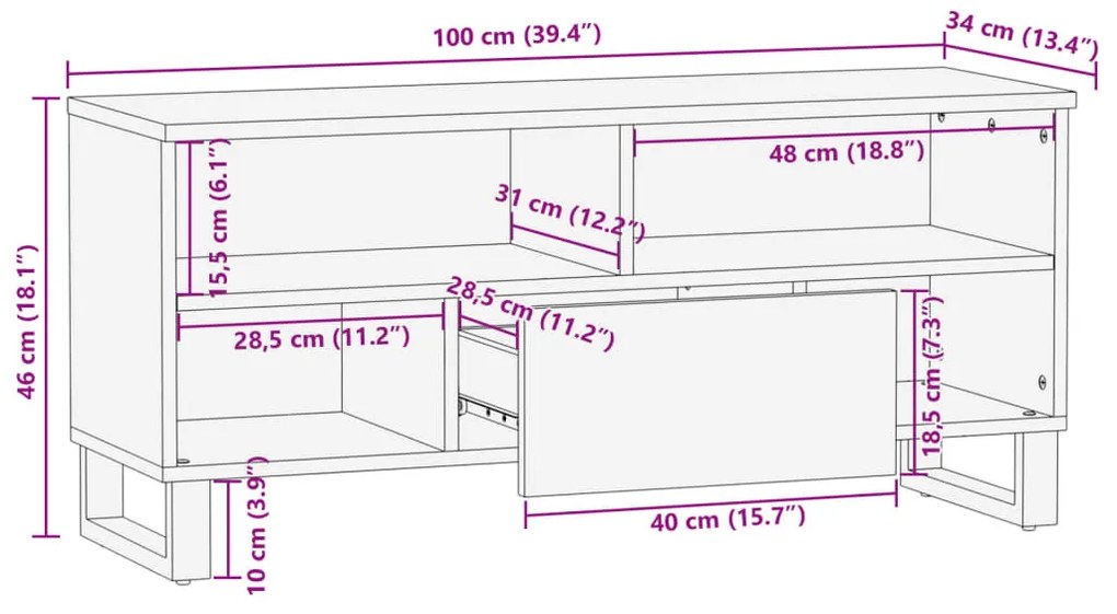 ΈΠΙΠΛΟ ΤΗΛΕΟΡΑΣΗΣ 100X34X46 ΕΚ. ΑΠΟ ΜΑΣΙΦ ΞΥΛΟ ΑΚΑΚΙΑΣ 377518