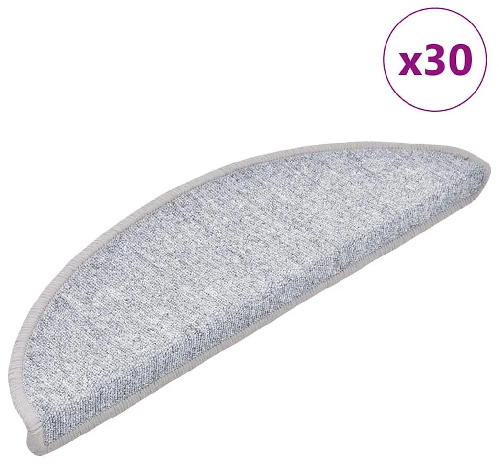 Πατάκια Σκαλιών 30 τεμ. Ανοιχτό Γκρι Ημίκυκλα 56x17x3 εκ.