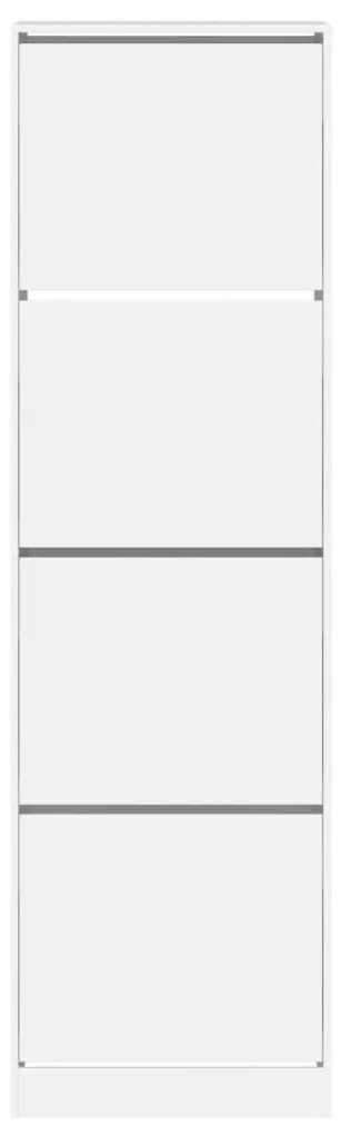 Παπουτσοθήκη με 4 Ανακλινόμενα Συρτάρια Λευκή 60 x 42 x 204 εκ. - Λευκό