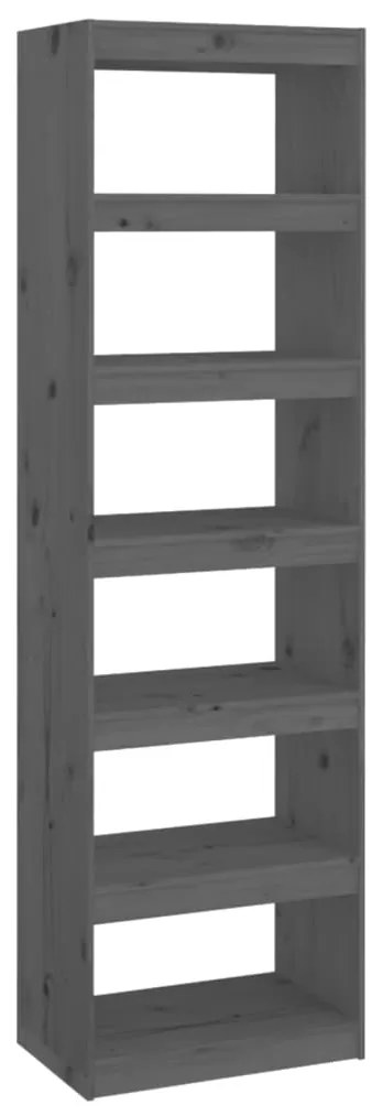 vidaXL Βιβλιοθήκη/Διαχωριστικό Χώρου Γκρι 60x30x199,5 εκ. Μασίφ Πεύκο