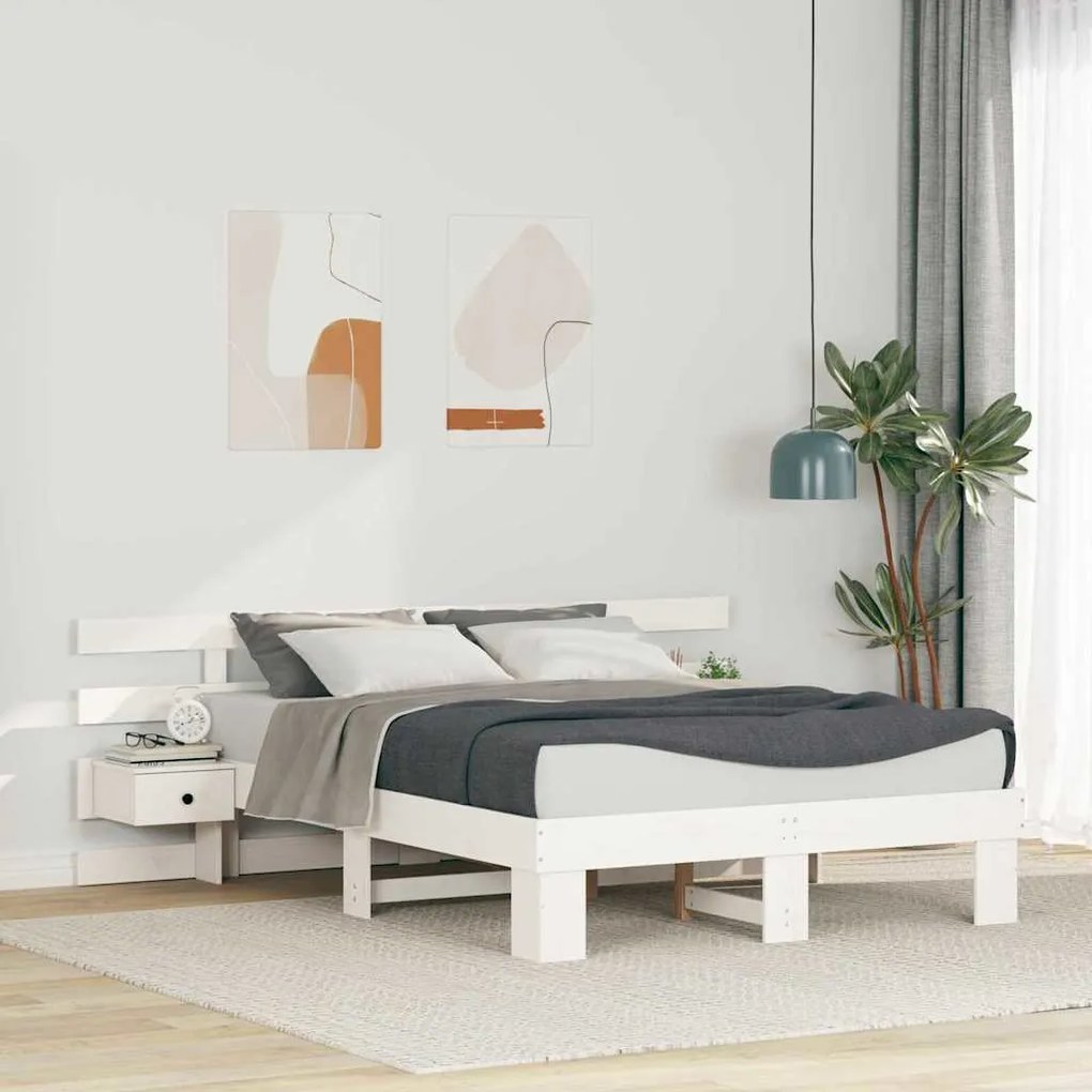 vidaXL Σκελετός Κρεβατιού με συρτάρι Λευκό 120 x 200 cm
