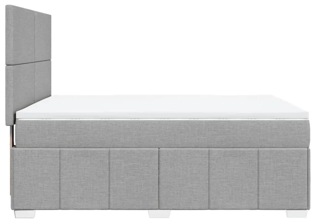 vidaXL Κρεβάτι Boxspring με Στρώμα Ανοιχτό Γκρι 140x190 εκ. Υφασμάτινο