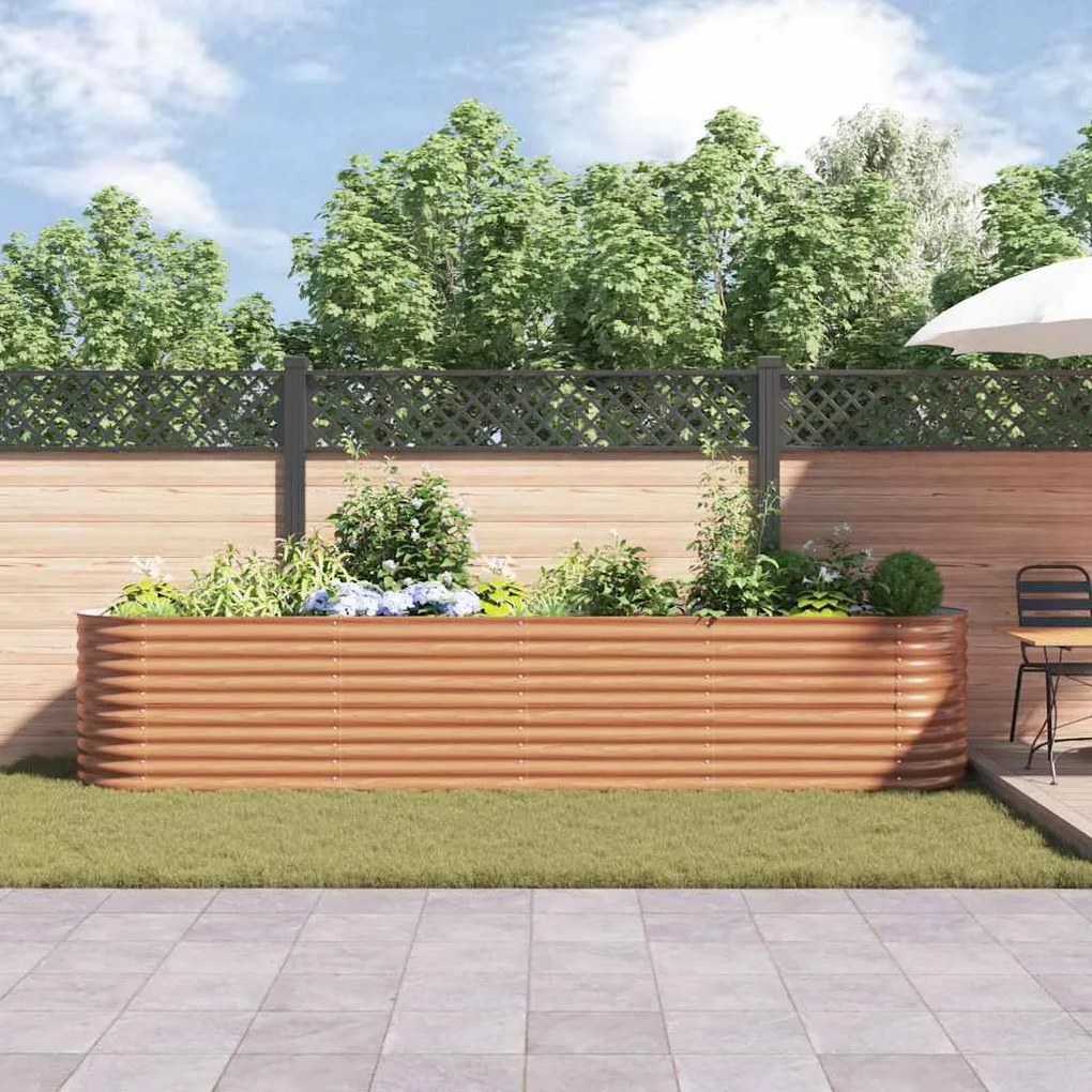 vidaXL Υπερυψωμένη Ζαρντινιέρα Καφέ 400 x 80 x 81 cm Ατσάλι