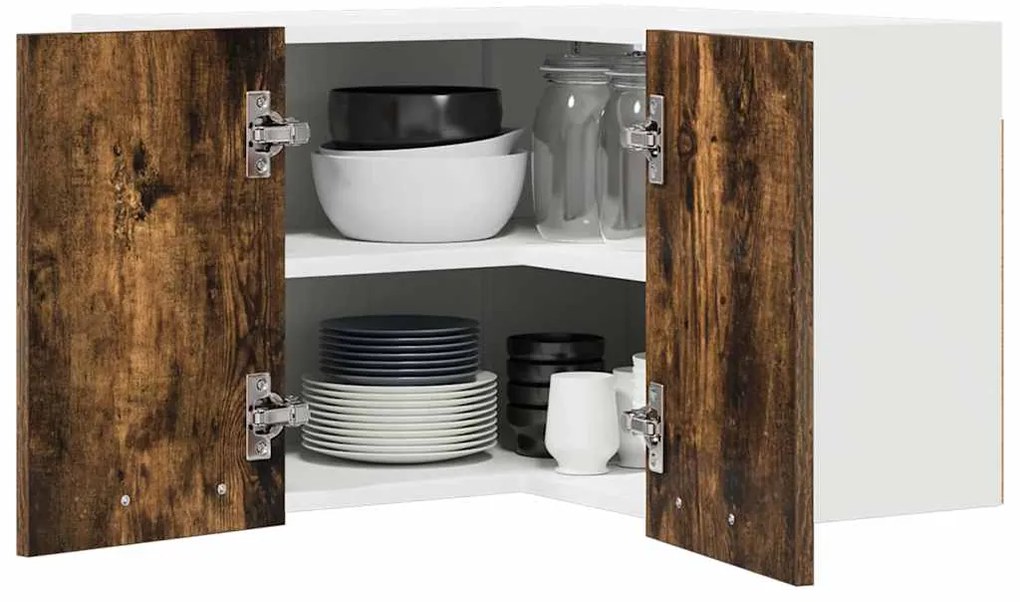 vidaXL Κρεμαστό ντουλάπι με αποθήκευση Riga Καπνιστός Δρυς και Λευκό