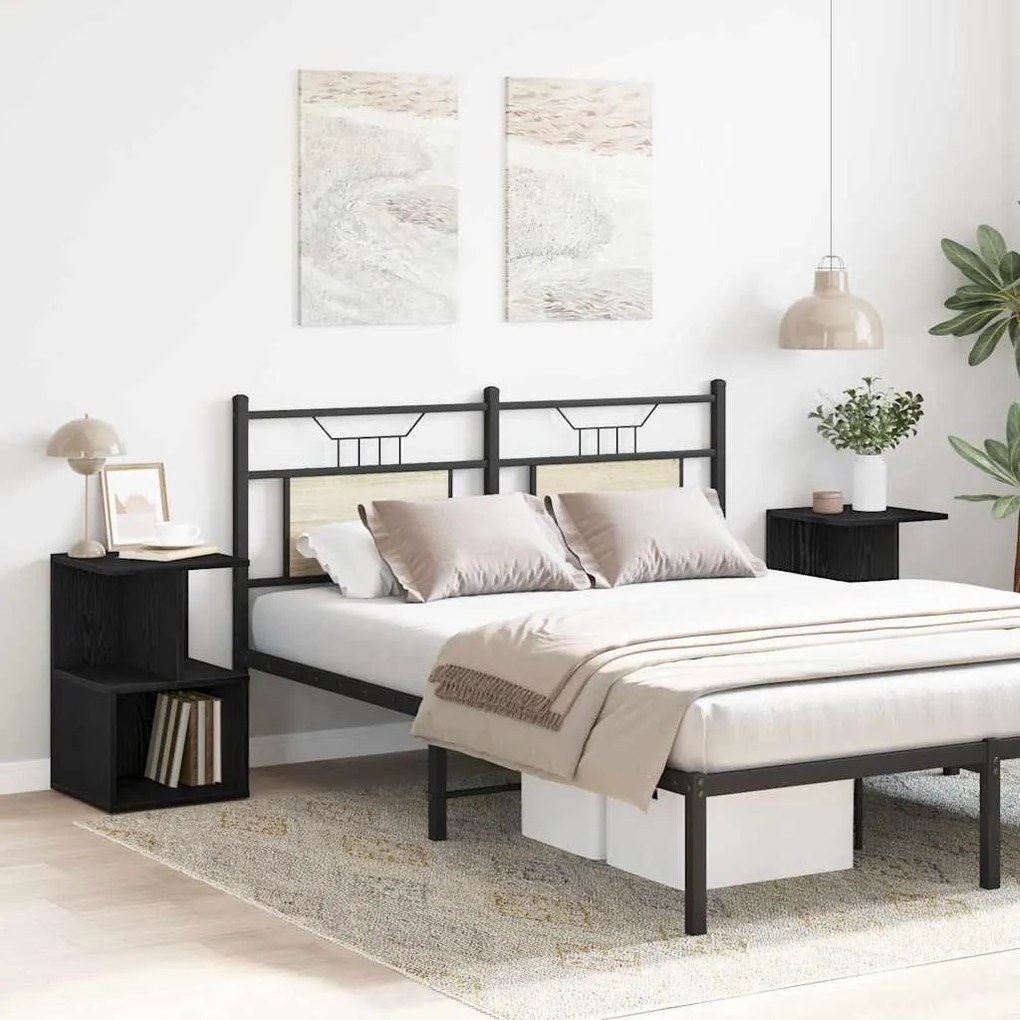 vidaXL Κομοδίνο 2 pcs Μαύρη δρυς 35 x 35 x 55 εκ. Επεξεργασμένο ξύλο