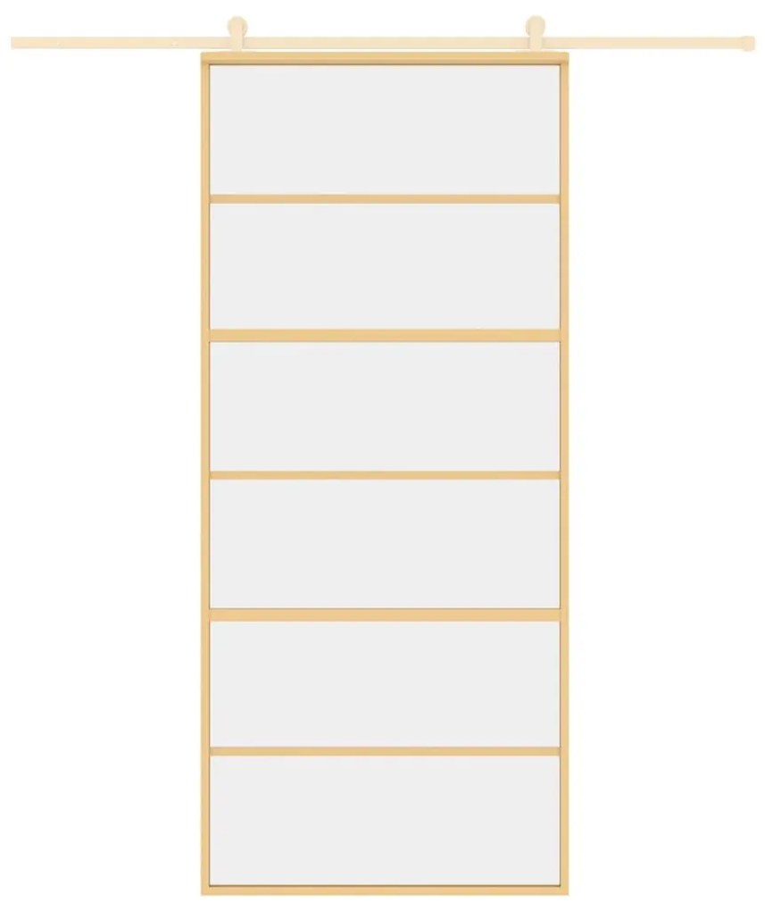 Συρόμενη Πόρτα Χρυσή 90 x 205 εκ. από Γυαλί ESG και Αλουμίνιο - Χρυσό