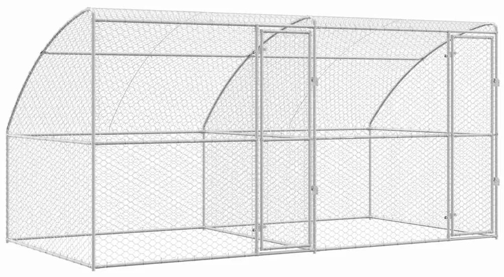 vidaXL Κλουβί Σκύλου με αποθήκευση 2 pcs Ασημί 4 x 2 x 2 m Ατσάλι