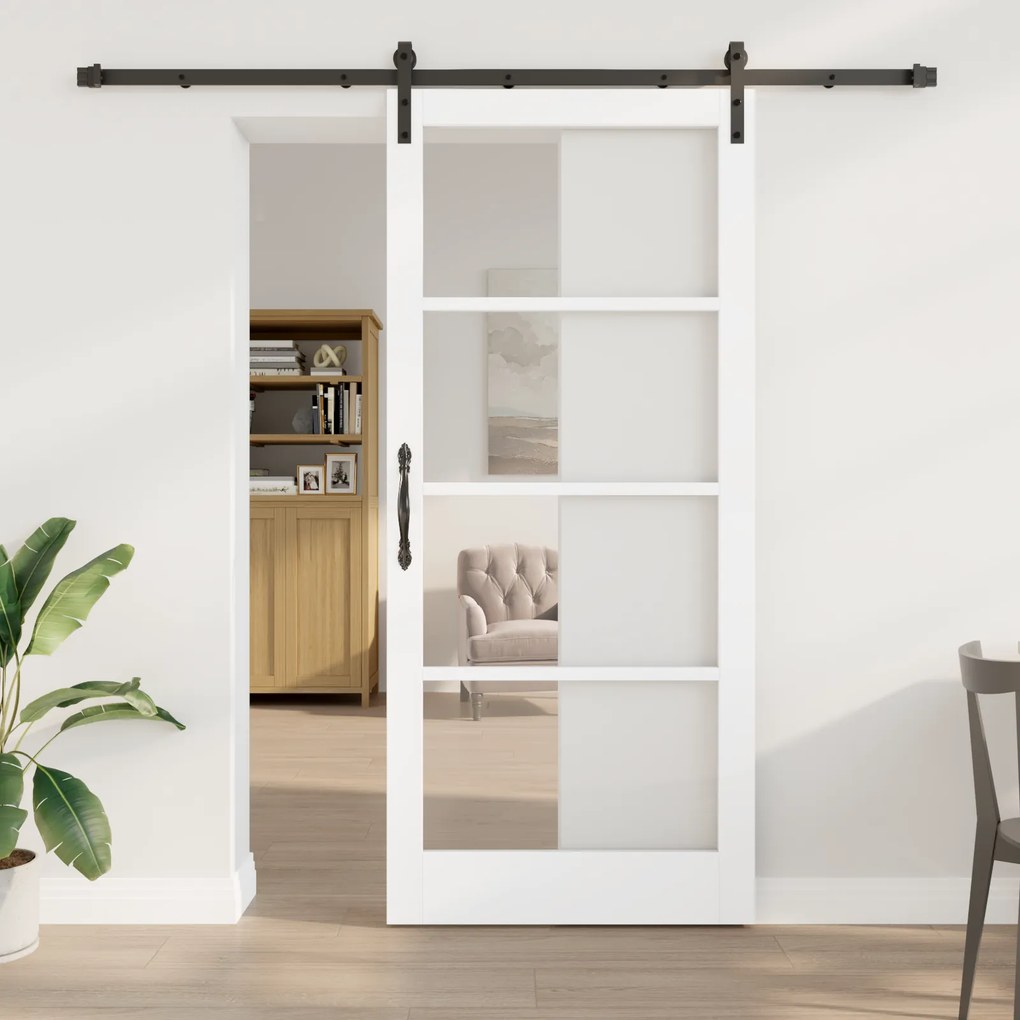 vidaXL Συρόμενη Πόρτα με Σετ Υλικών 'ORKDAL' Λευκή 93x211 εκ.