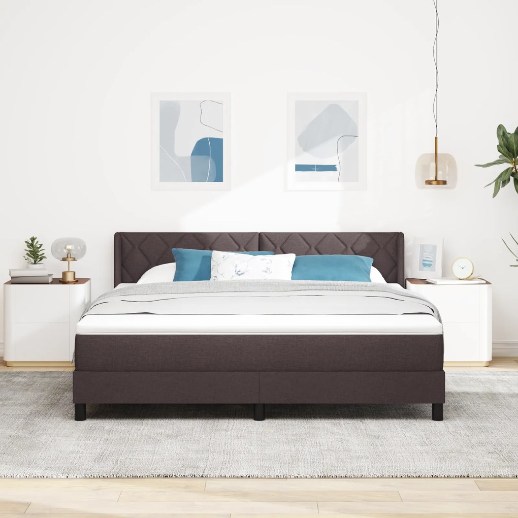 vidaXL Κρεβάτι με ελατήρια Σκούρο Καφέ 180 x 200 cm Ύφασμα και αφρός