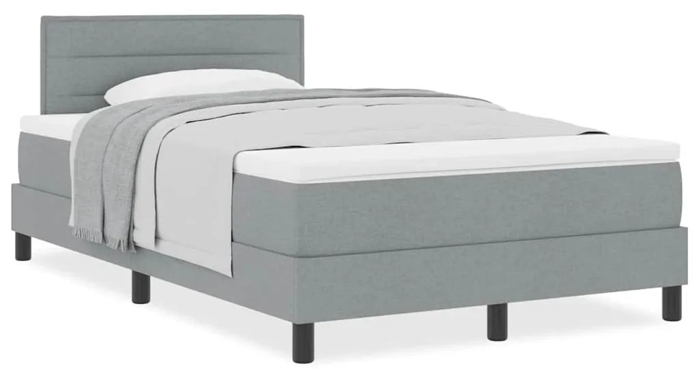 vidaXL Κρεβάτι box spring με στρώμα Ανοιχτό γκρι 120 x 190 cm ύφασμα