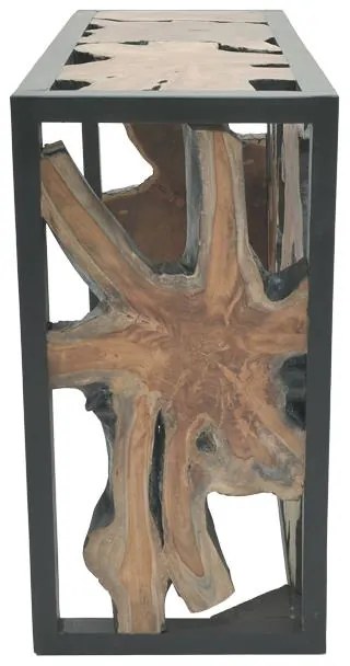 Κονσόλα Donis Inart φυσικό-μαύρο μασίφ ξύλο teak 120x40x75εκ 120x40x75 εκ.