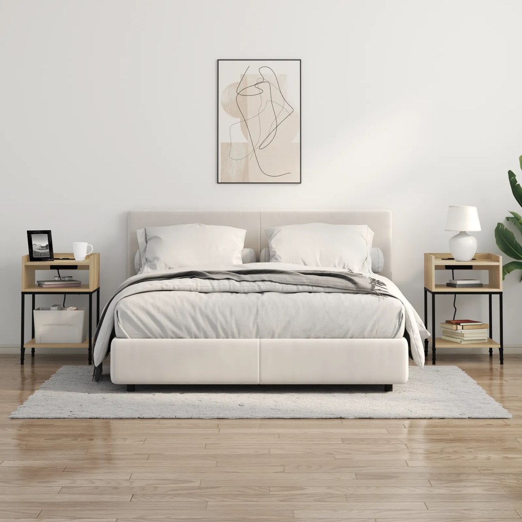 vidaXL Κομοδίνο με ράφι Sonoma Δρυς 40 x 40 x 61 εκ Επεξεργασμένο ξύλο