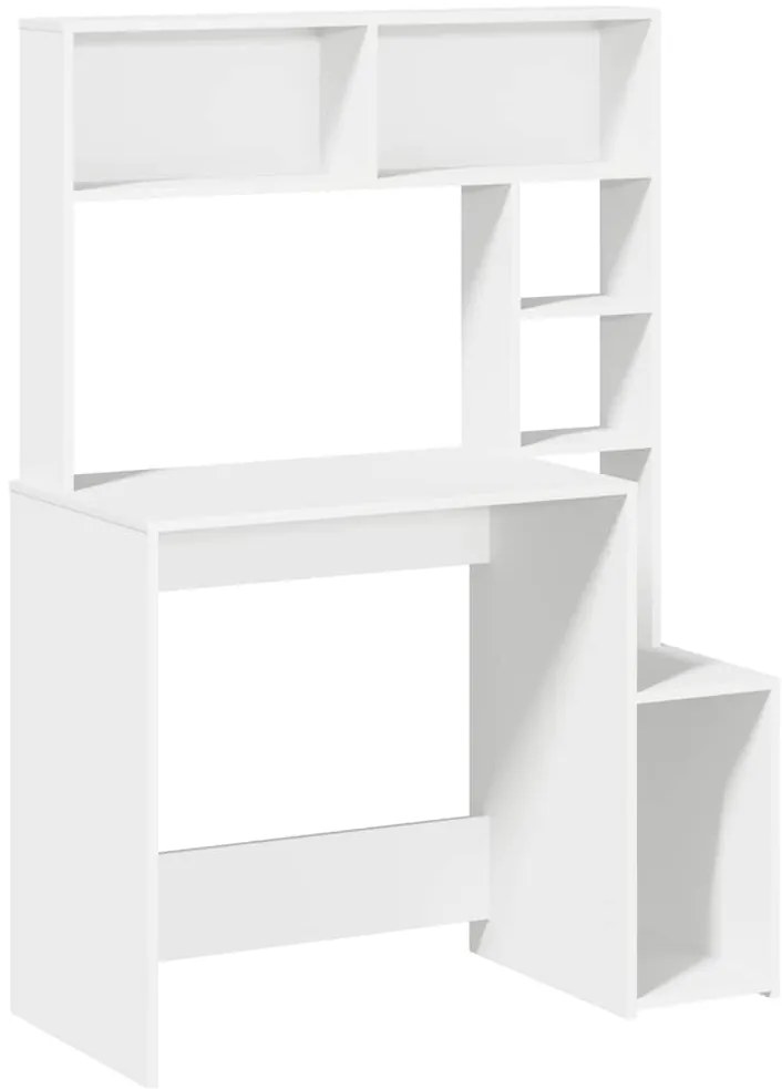 vidaXL Γραφείο με ράφια Λευκό 100x45x140 cm Κατασκευασμένο ξύλο