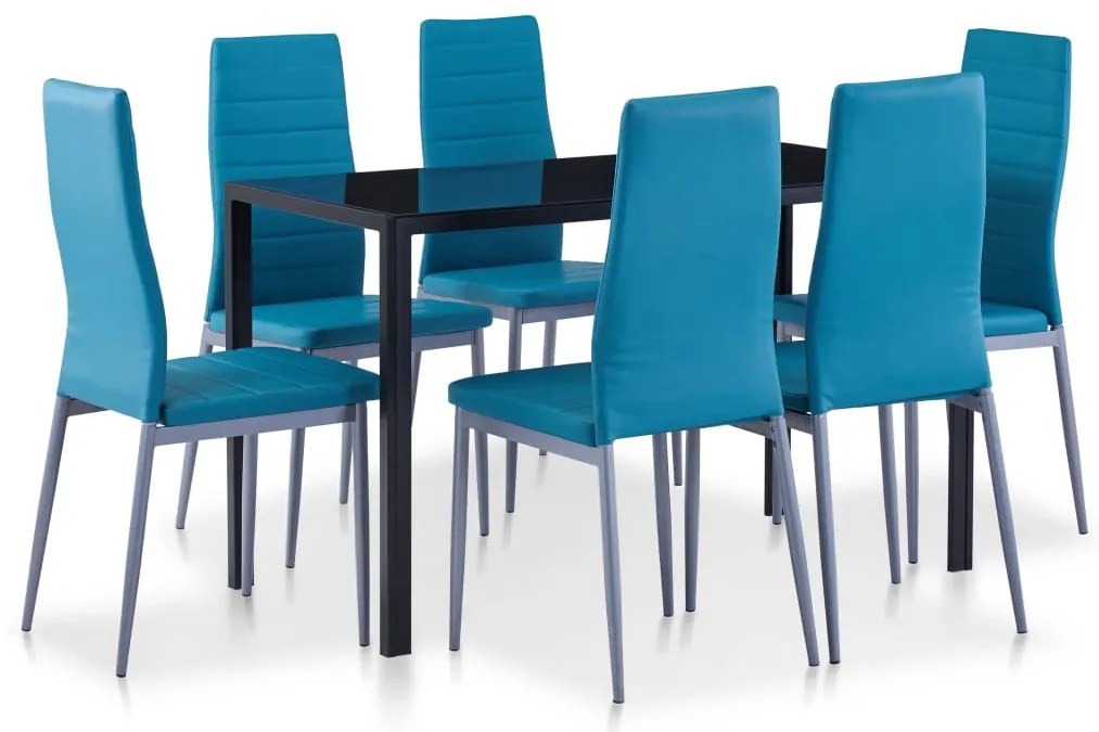 vidaXL Σετ Τραπεζαρίας Επτά Τεμαχίων Μπλε