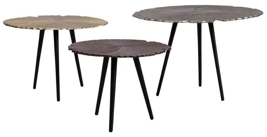 LEAF 50 SIDE TABLE ΧΡΥΣΟ ΜΑΤ ΜΑΥΡΟ D50xH36cm - 04-0612