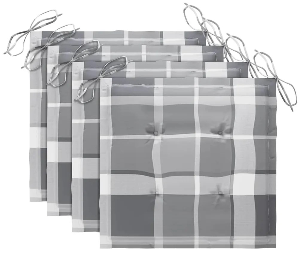 vidaXL Καρέκλες Κήπου Στοιβαζόμενες 4 τεμ. Μασίφ Ξύλο Teak &amp; Μαξιλάρια