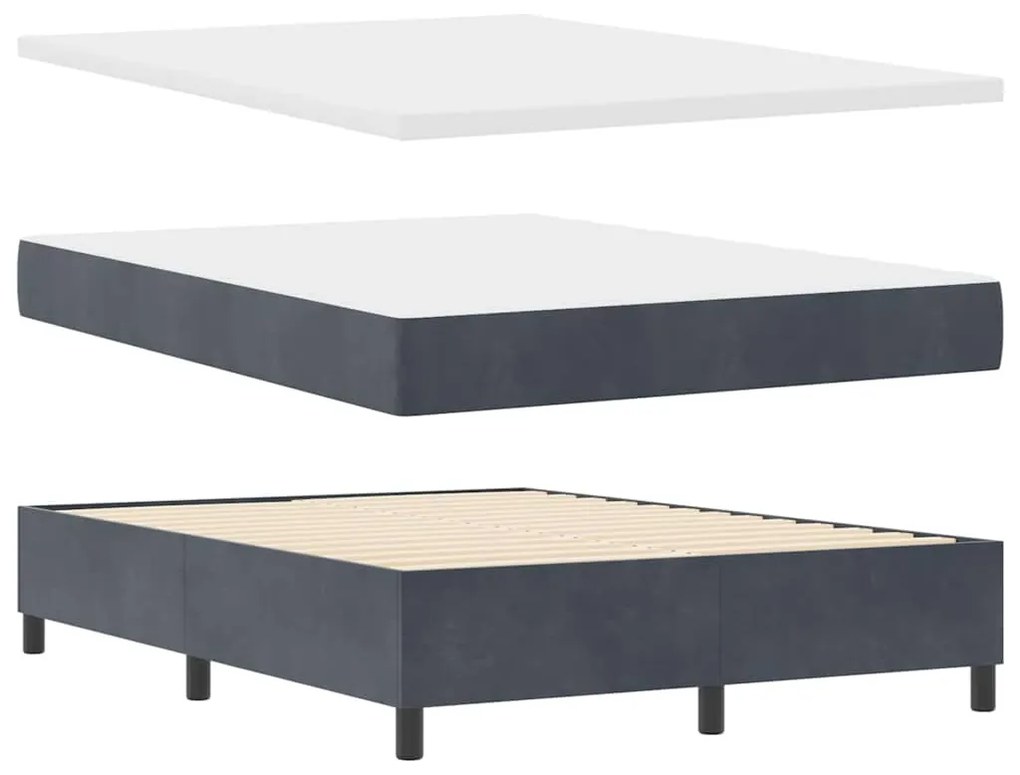 vidaXL Κρεβάτι Box Spring LED με Στρώμα Σκούρο γκρι 140 x 190 cm
