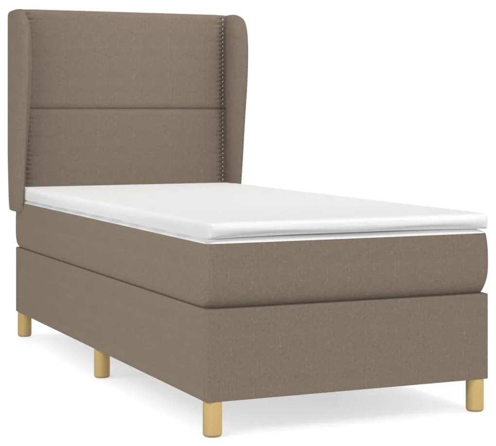 Κρεβάτι Boxspring με Στρώμα Taupe 90x190 εκ.Υφασμάτινο - Μπεζ-Γκρι