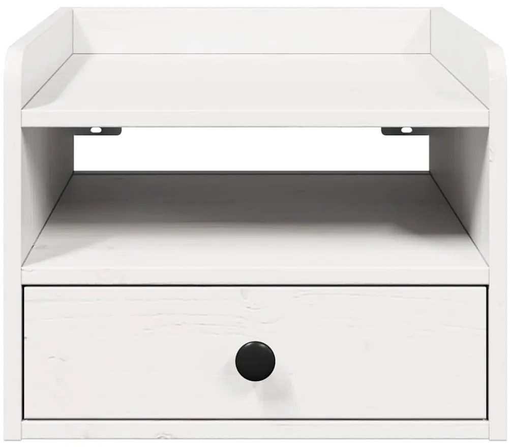 vidaXL Κομοδίνο με συρτάρι Λευκό 38 x 36 x 29,5 εκ Μασίφ ξύλο πεύκου